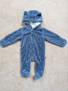 Magnetic Me Blue Plush Hooded Baby One-Piece
